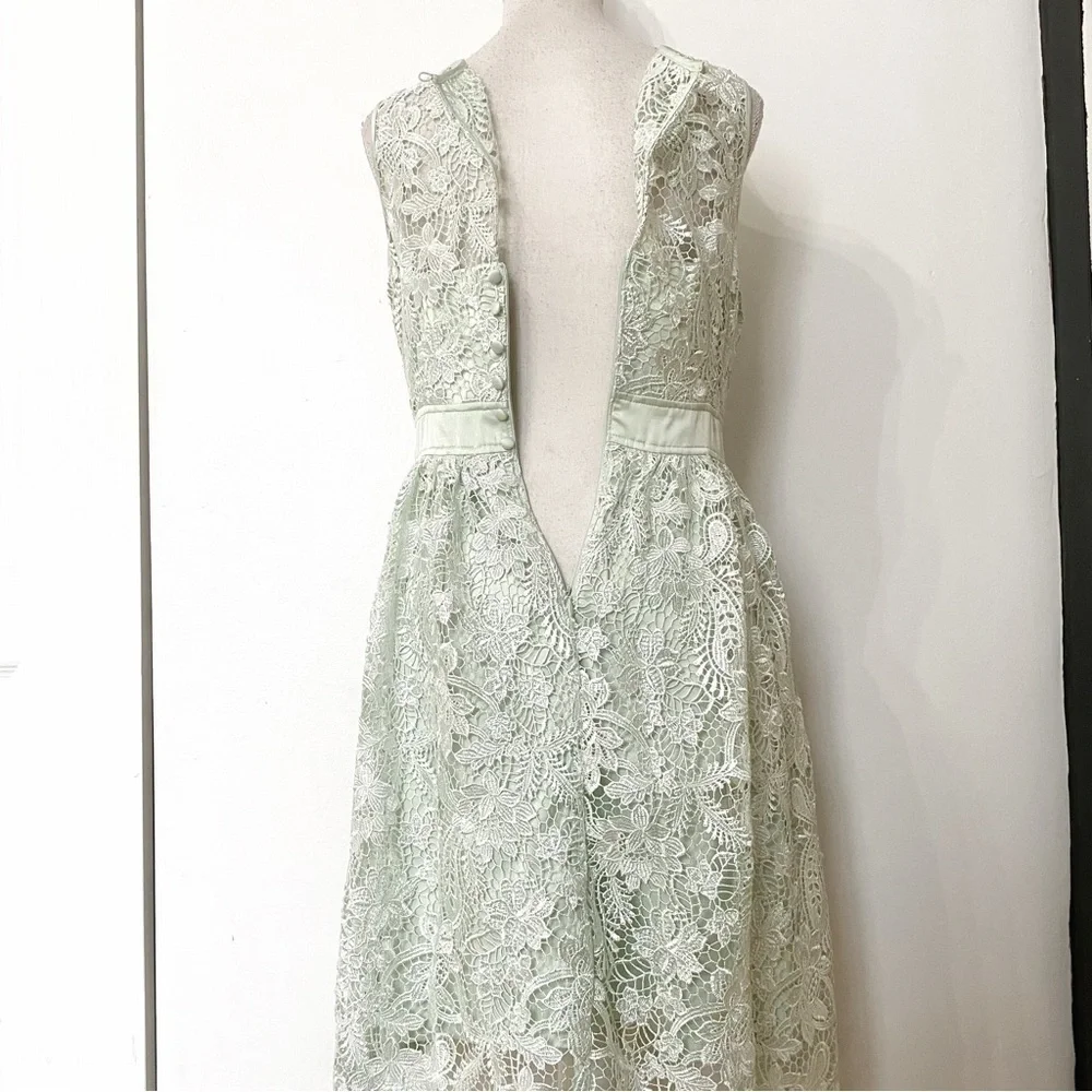 ADRIANNA PAPELL MINT GREEN FLORAL EMBROIDERED SLEEVELESS COCKTAIL DRESS - 6 - Picture 7 of 10